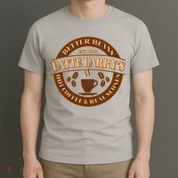 Latte Larry's Better Beans Hot Coffee & Real Scones Emblem T-Shirt thumb 3