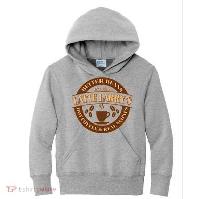 Latte Larry's Better Beans Hot Coffee & Real Scones Emblem Kids Hoodie