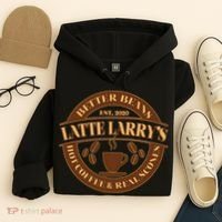 Latte Larry's Better Beans Hot Coffee & Real Scones Emblem Hoodie thumb 4