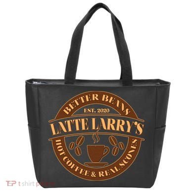 Latte Larry's Better Beans Hot Coffee & Real Scones Emblem Tote Bag