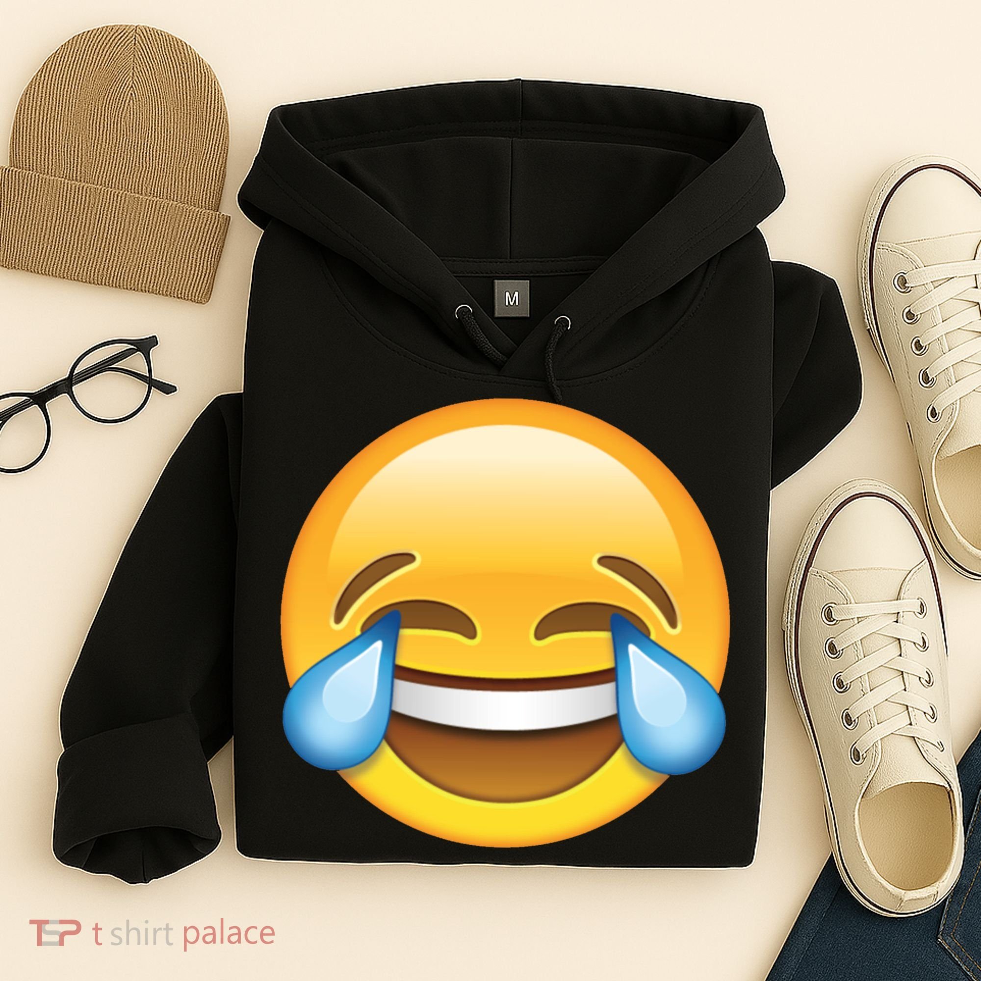 Laughing out Loud Emoticon Emoji Smiley Crying Hoodie