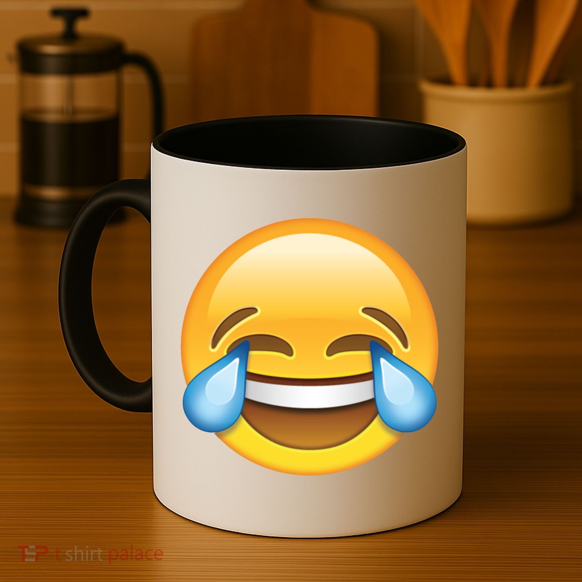 Laughing out Loud Emoticon Emoji Smiley Crying Coffee Mug