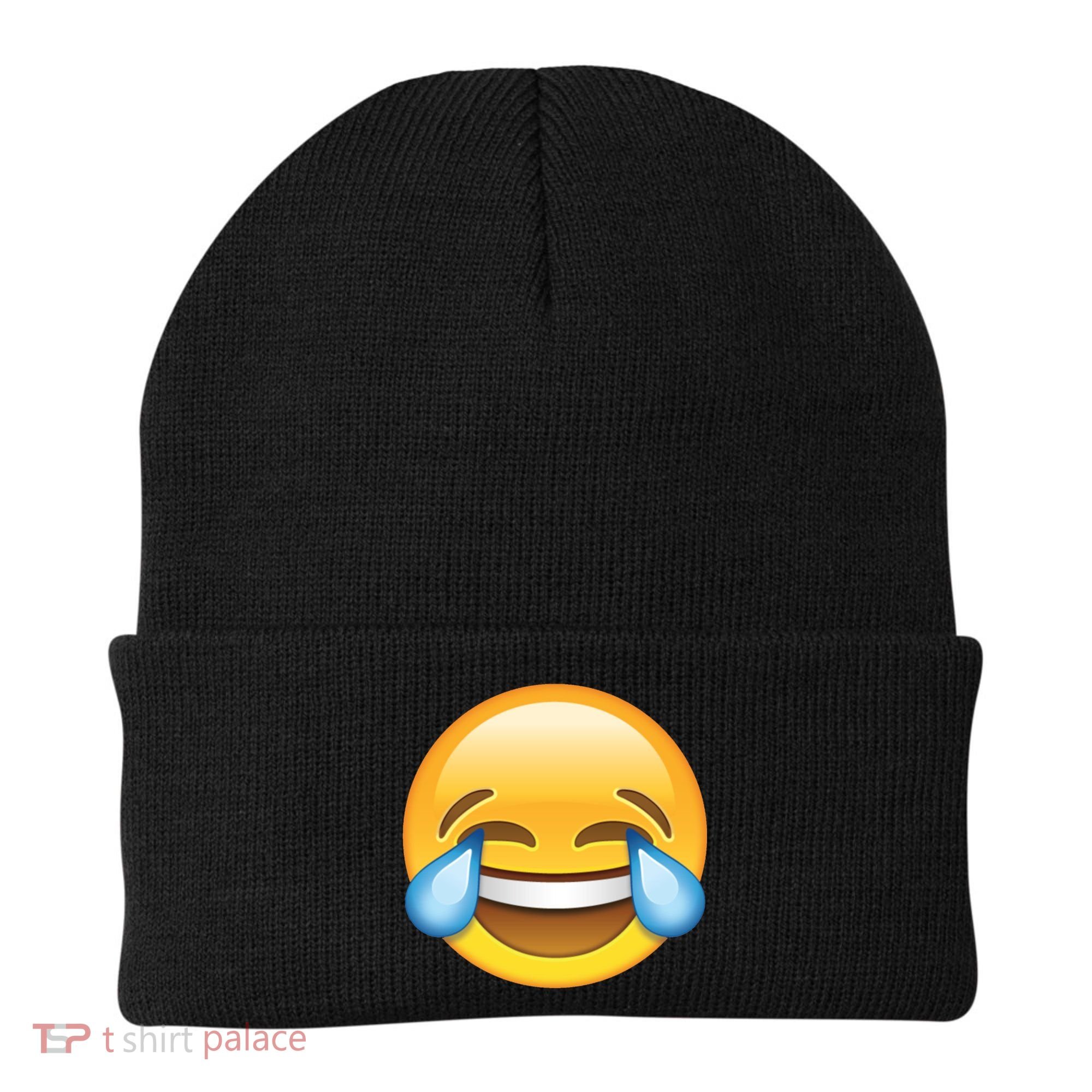 Laughing out Loud Emoticon Emoji Smiley Crying Beanie