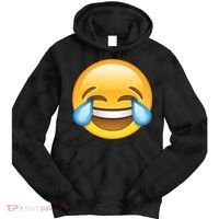 Laughing out Loud Emoticon Emoji Smiley Crying Tie Dye Hoodie thumb 0