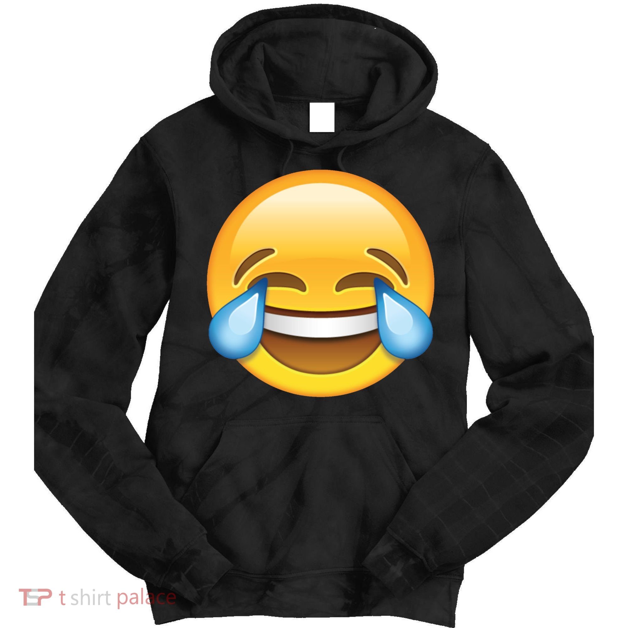 Laughing out Loud Emoticon Emoji Smiley Crying Tie Dye Hoodie