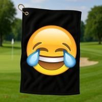 Laughing out Loud Emoticon Emoji Smiley Crying Golf Towel thumb 1