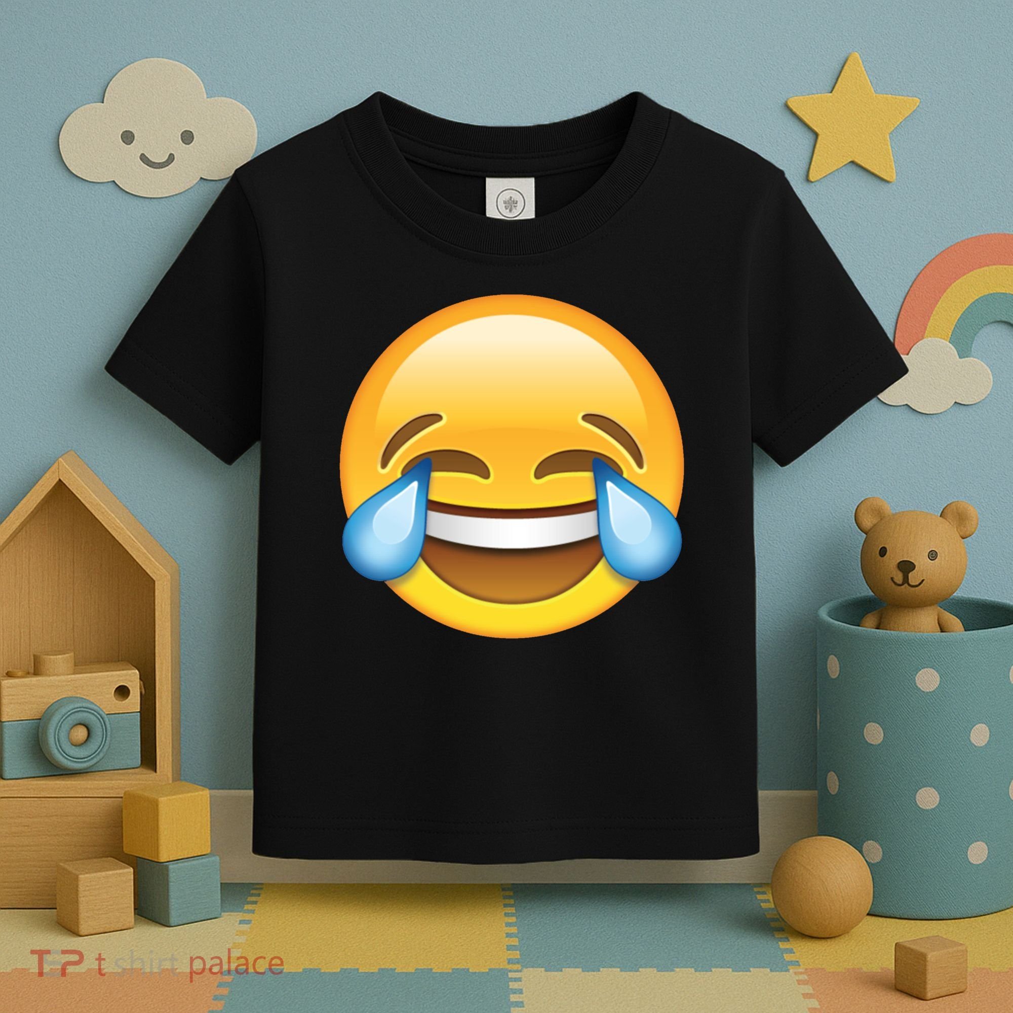 Laughing out Loud Emoticon Emoji Smiley Crying Toddler T-Shirt