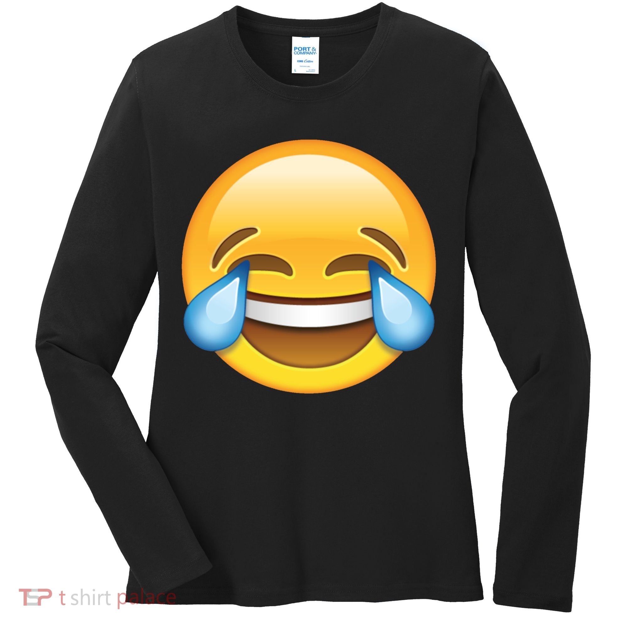 Laughing out Loud Emoticon Emoji Smiley Crying Women's Long Sleeve Shirt