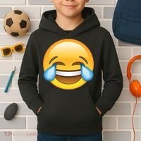 Laughing out Loud Emoticon Emoji Smiley Crying Kids Hoodie thumb 2