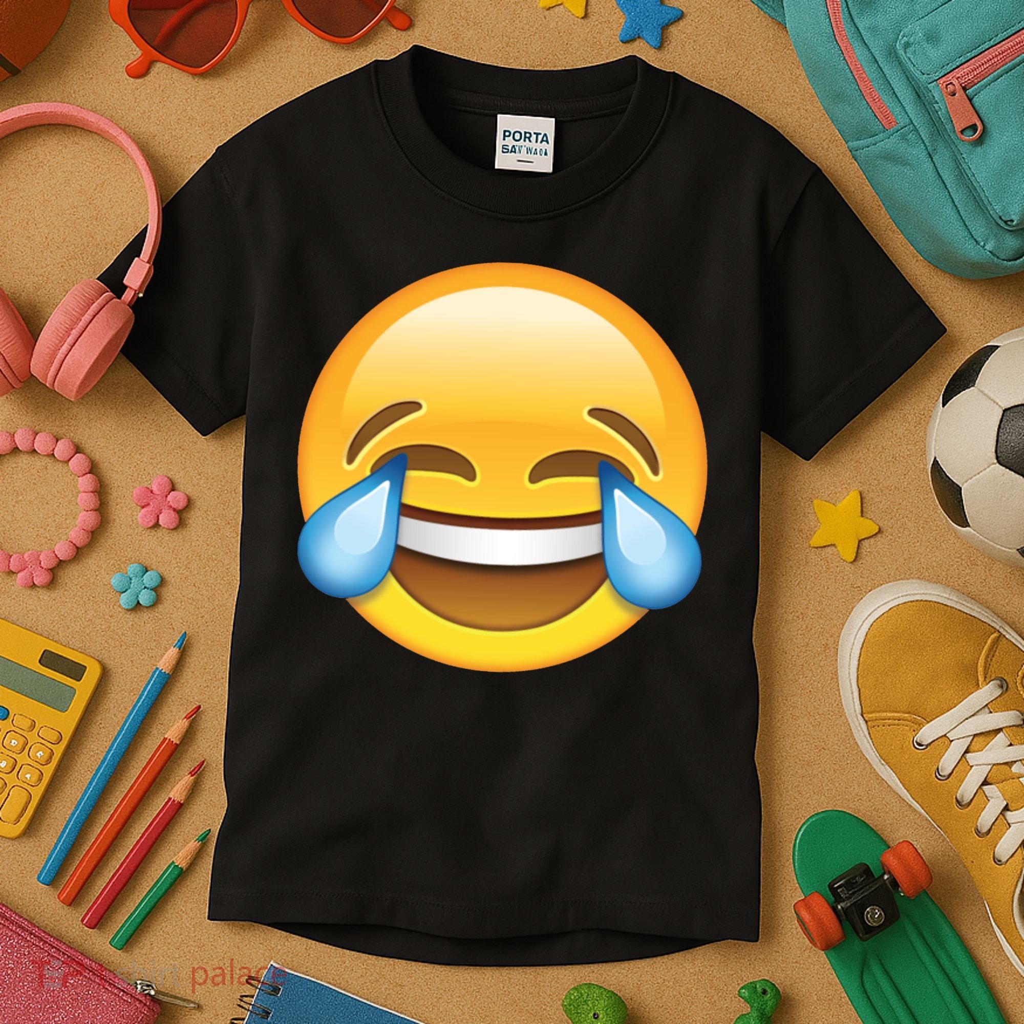 Laughing out Loud Emoticon Emoji Smiley Crying Kids T-Shirt