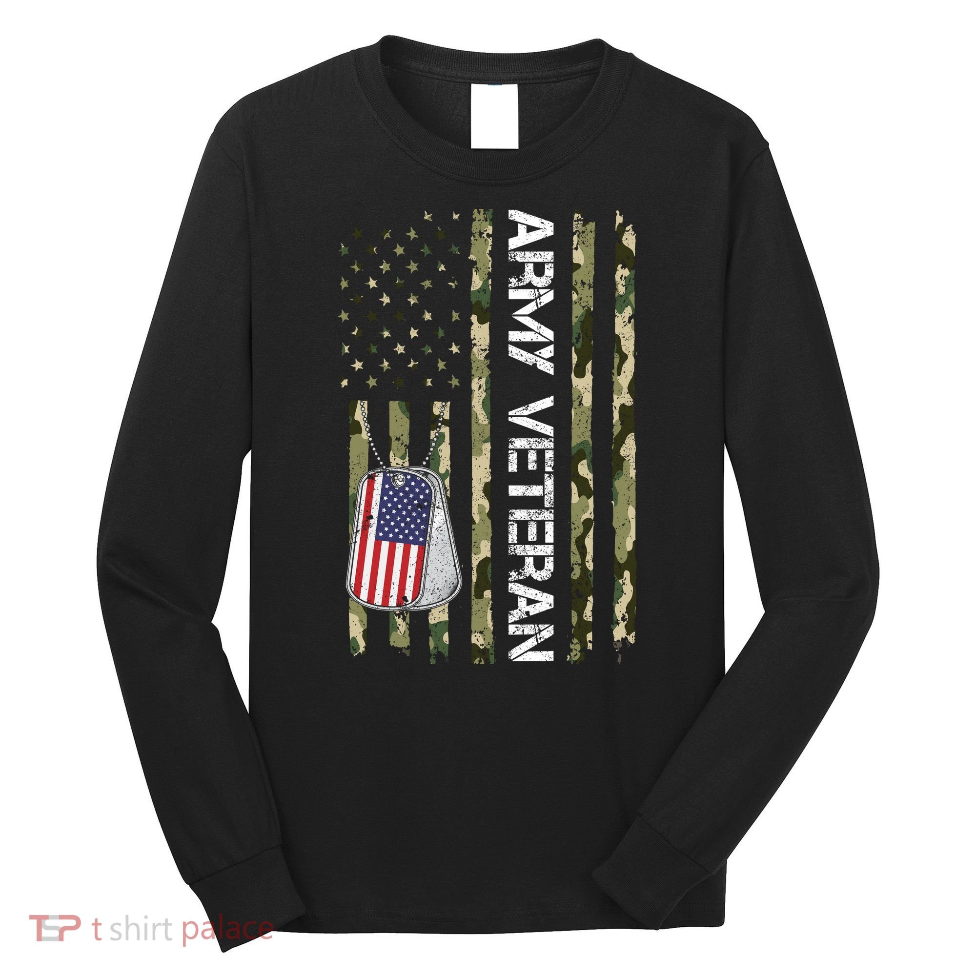 Love ARMY Veteran American Flag TShirt Long Sleeve Shirt