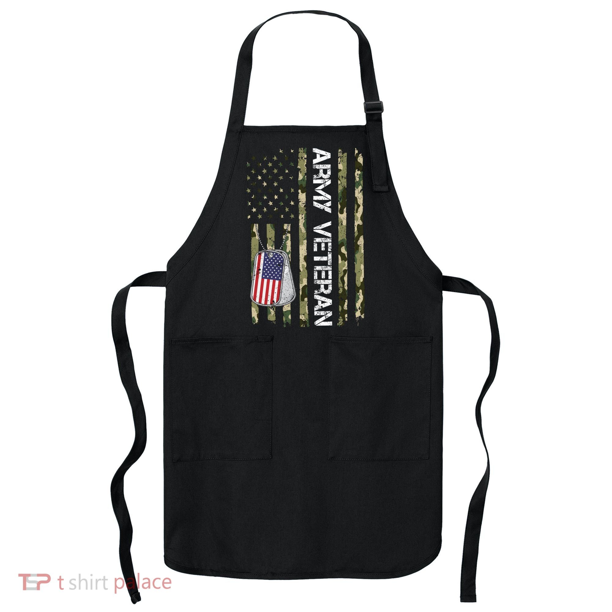 Love ARMY Veteran American Flag TShirt Apron