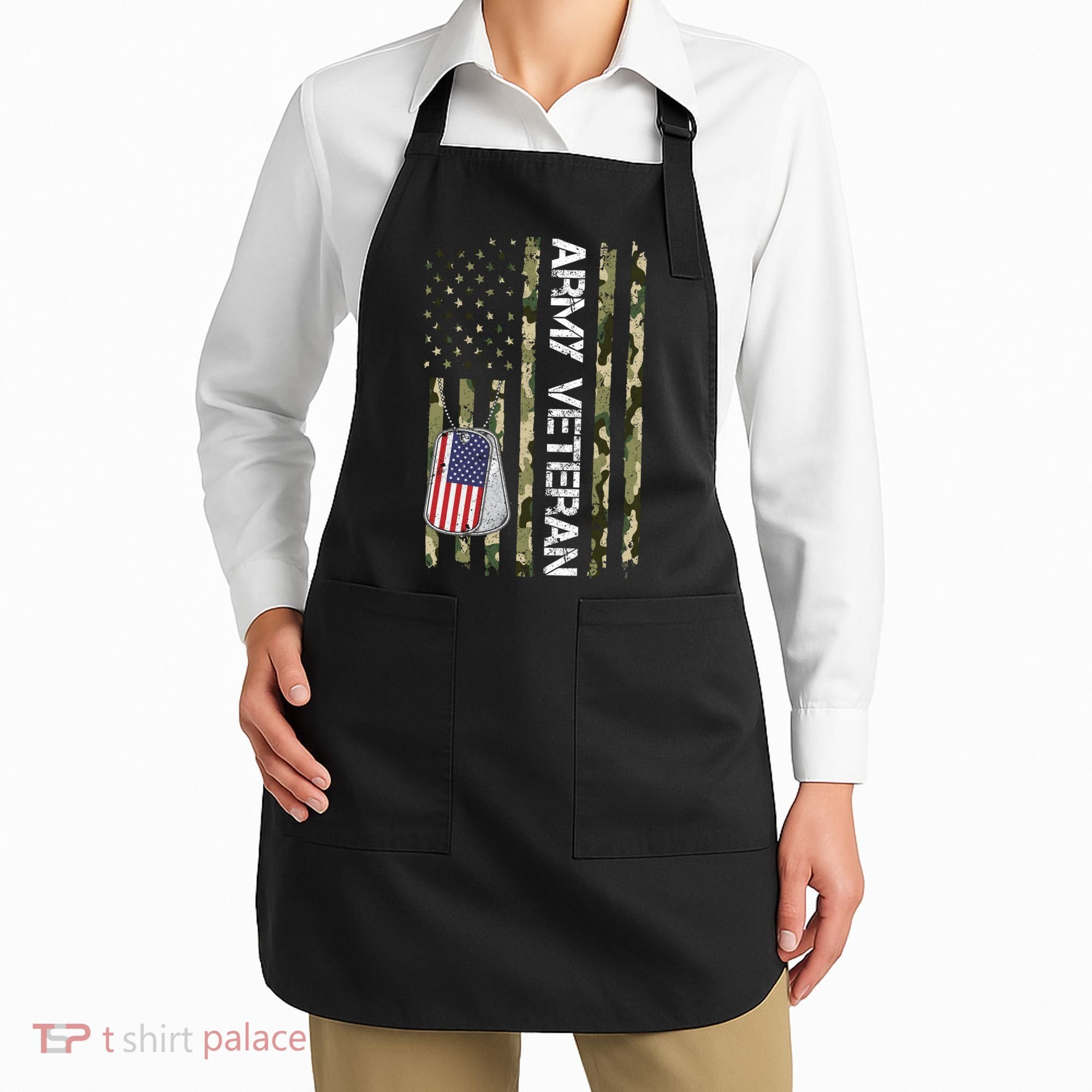 Love ARMY Veteran American Flag TShirt Apron