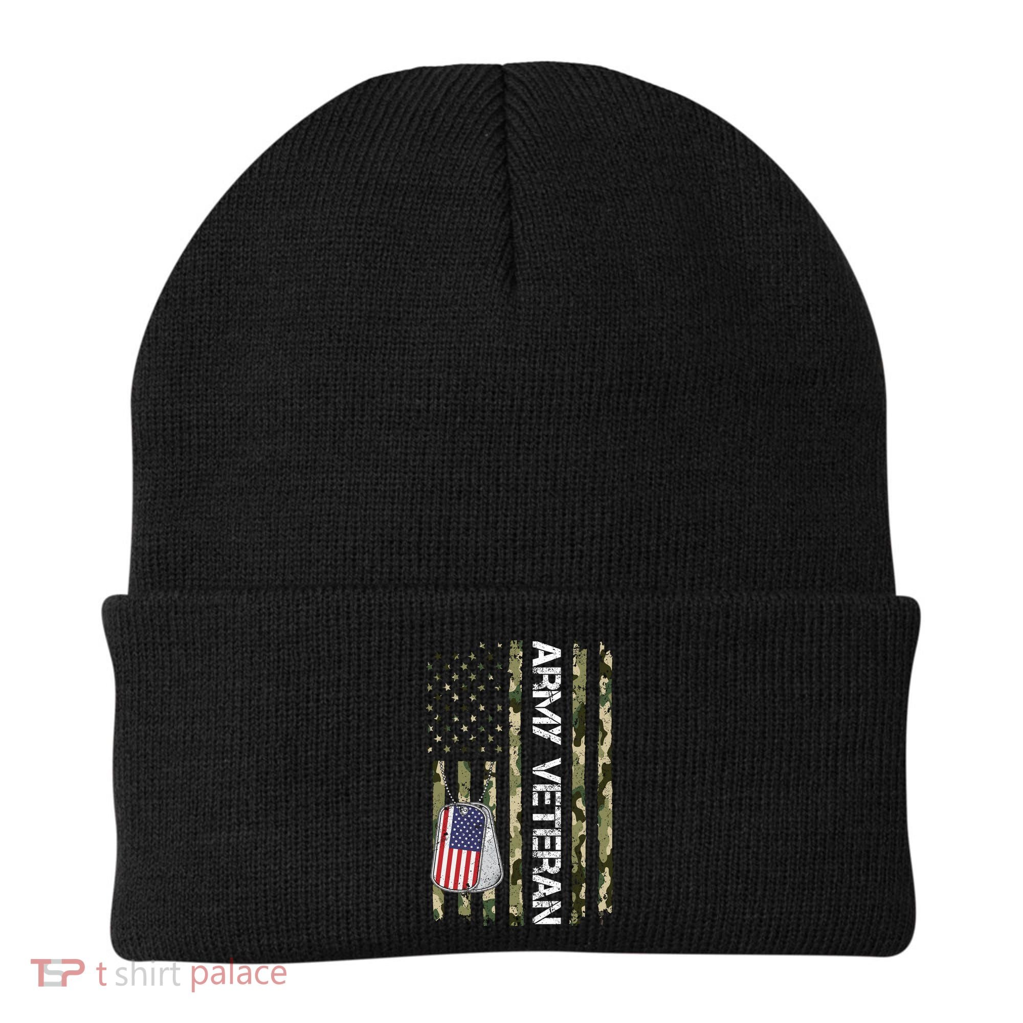 Love ARMY Veteran American Flag TShirt Beanie