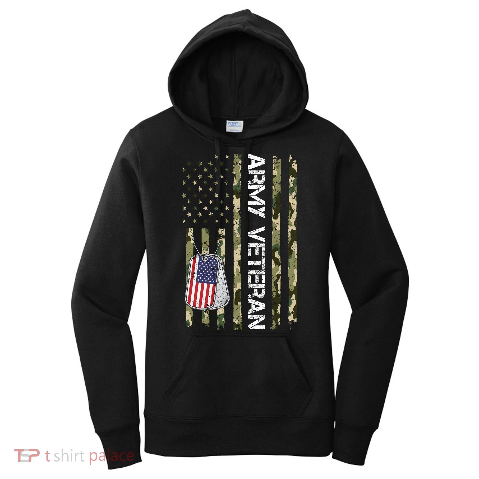 Love ARMY Veteran American Flag TShirt Women's Hoodie