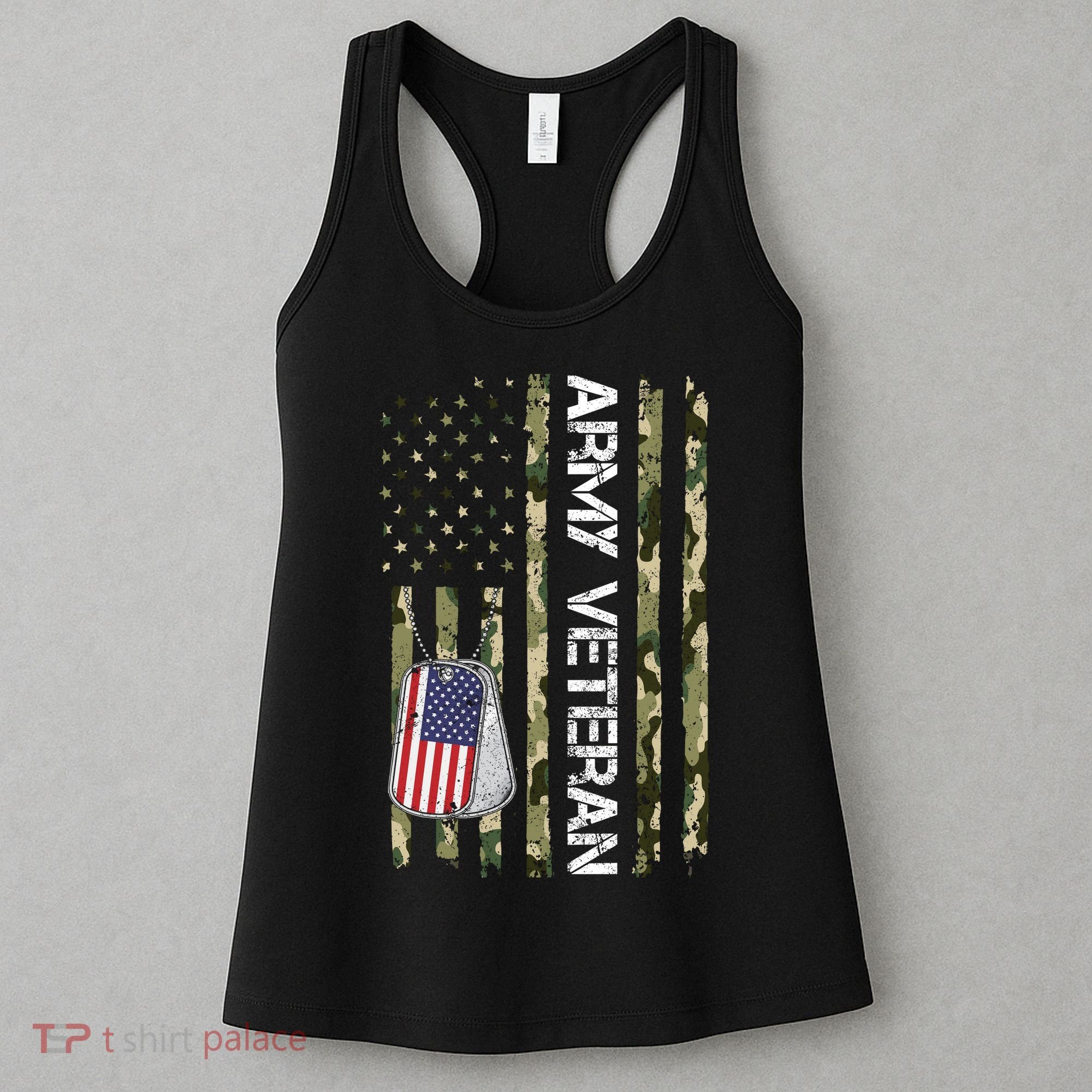 Love ARMY Veteran American Flag TShirt Women's Tank Top