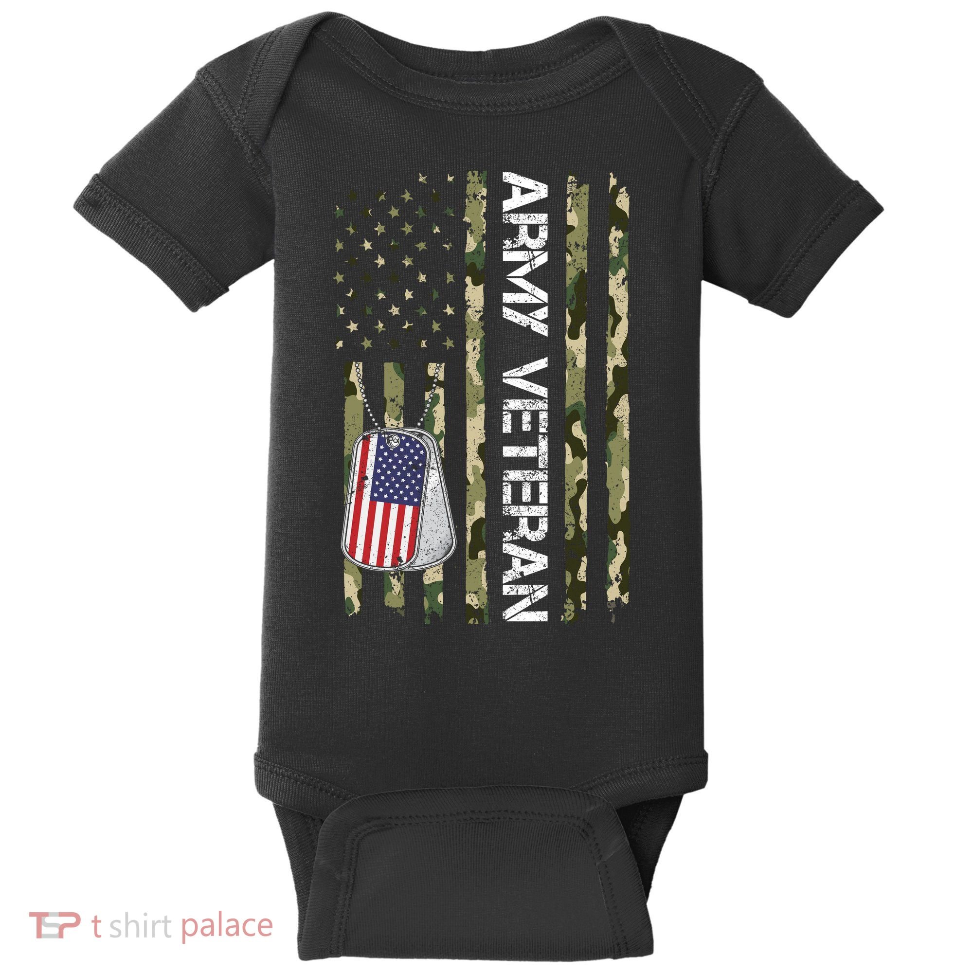 Love ARMY Veteran American Flag TShirt Baby Bodysuit