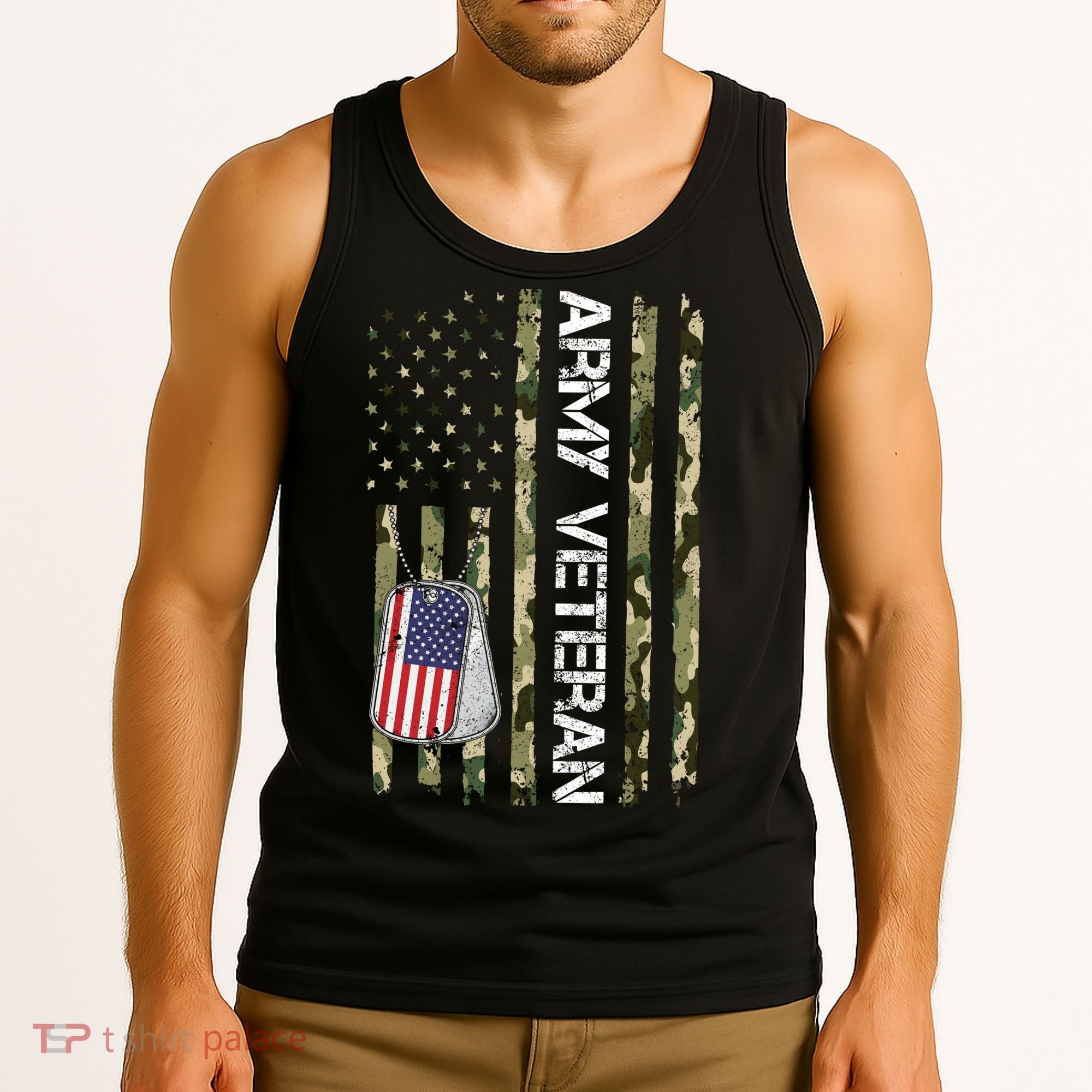 Love ARMY Veteran American Flag TShirt Tank Top