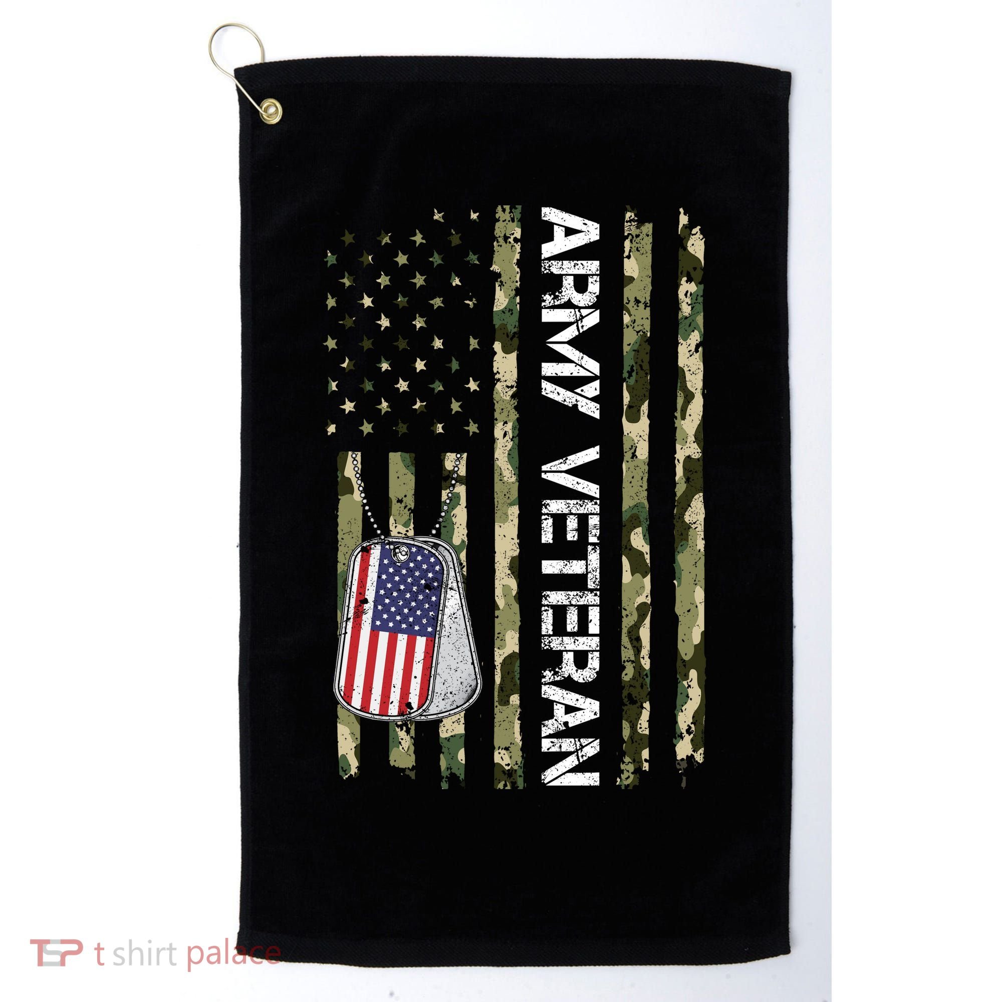 Love ARMY Veteran American Flag TShirt Golf Towel
