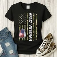 Love ARMY Veteran American Flag TShirt Women's T-Shirt thumb 3