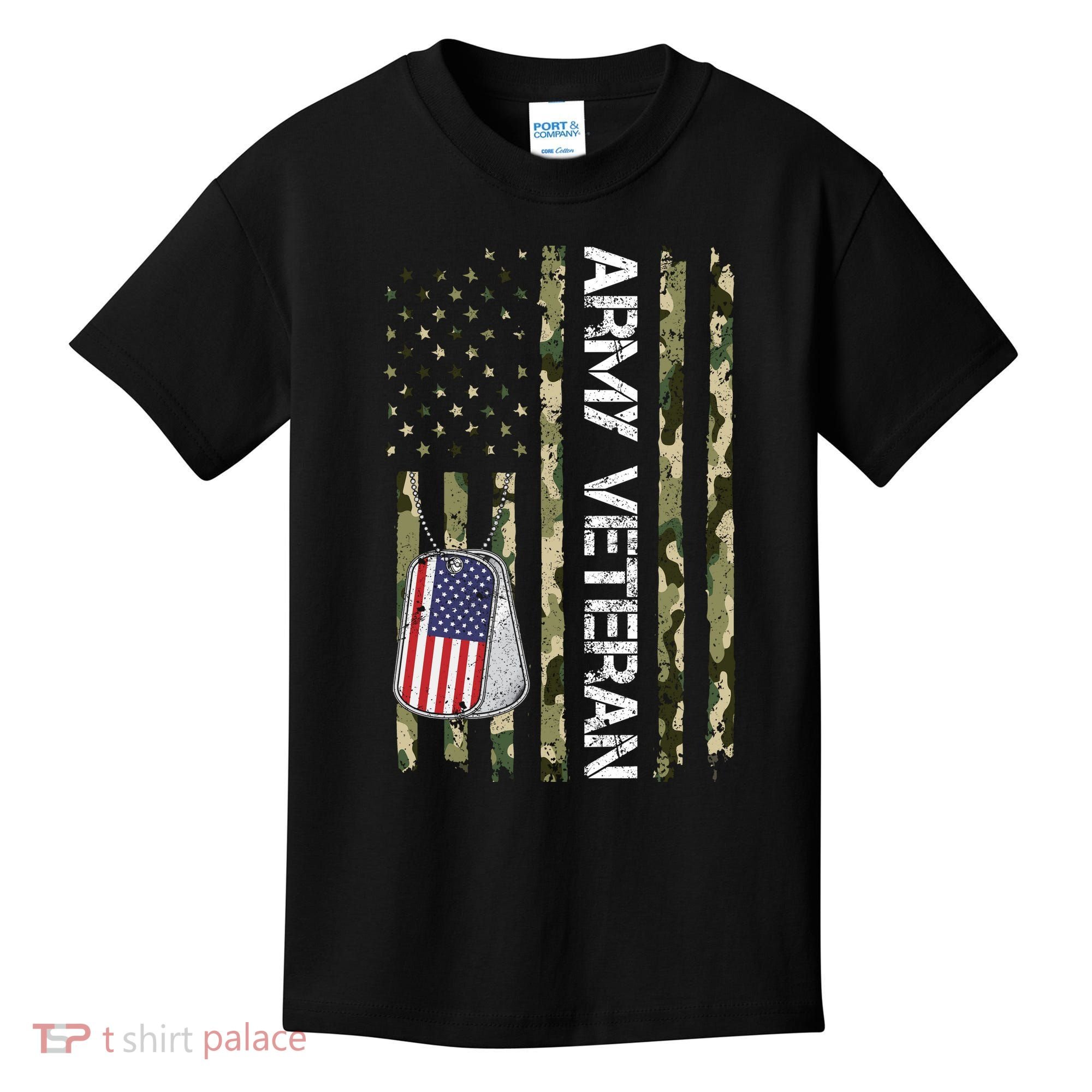 Love ARMY Veteran American Flag TShirt Kids T-Shirt