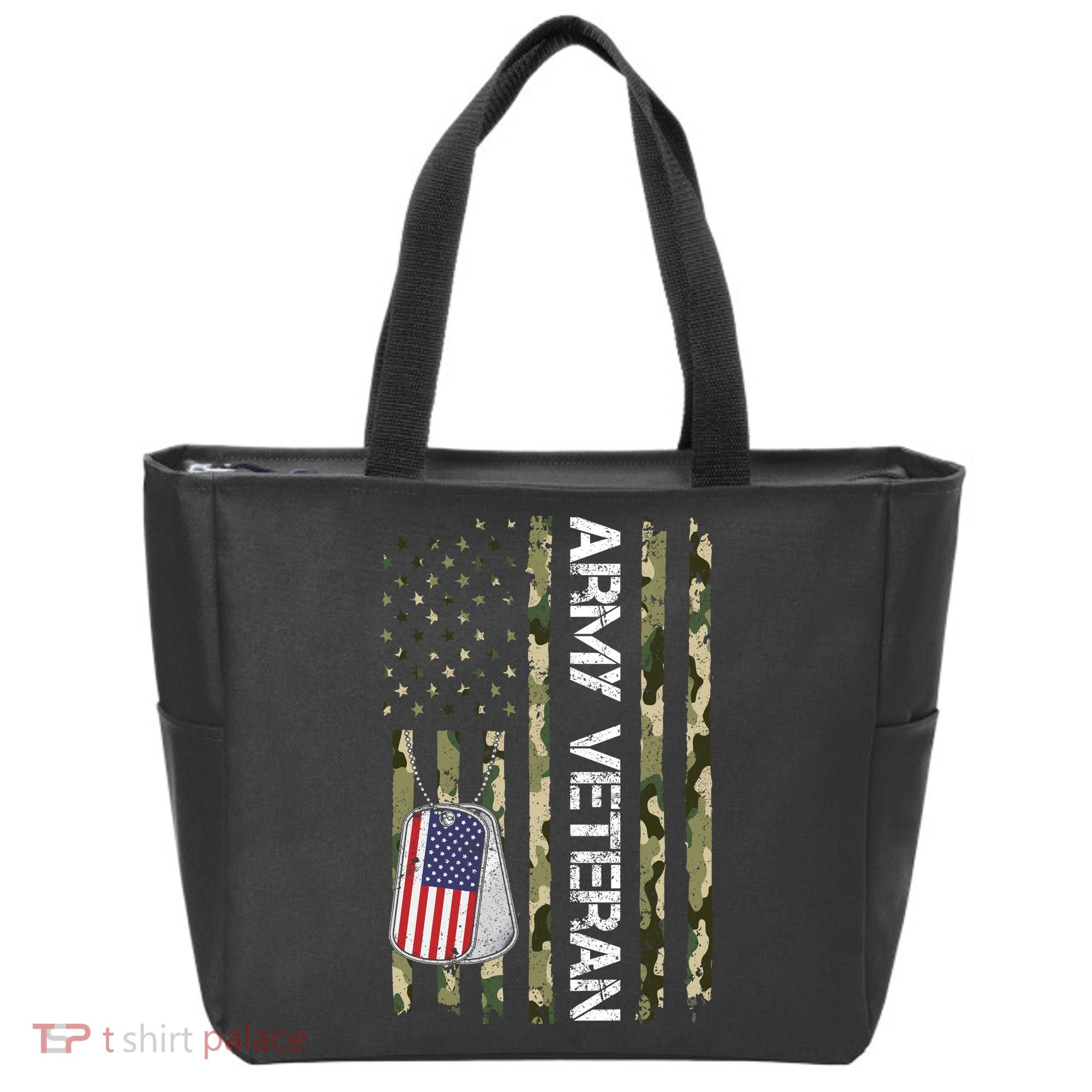 Love ARMY Veteran American Flag TShirt Tote Bag