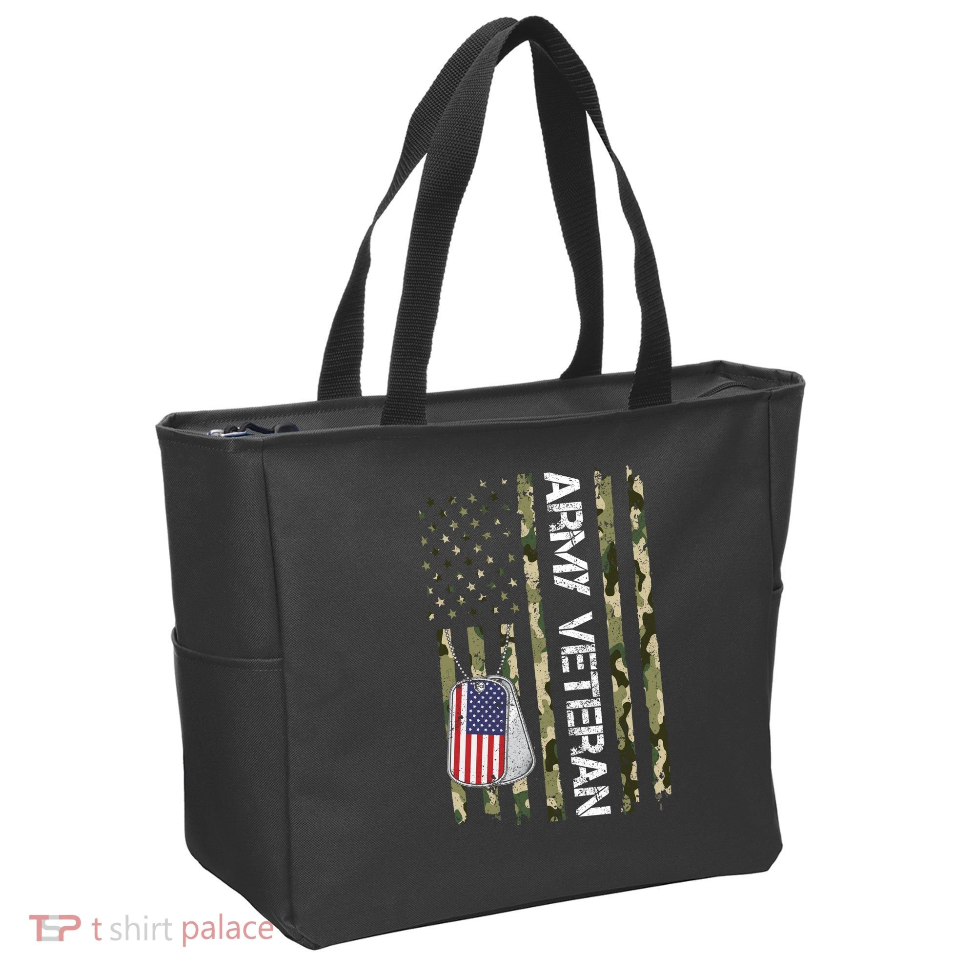 Love ARMY Veteran American Flag TShirt Tote Bag