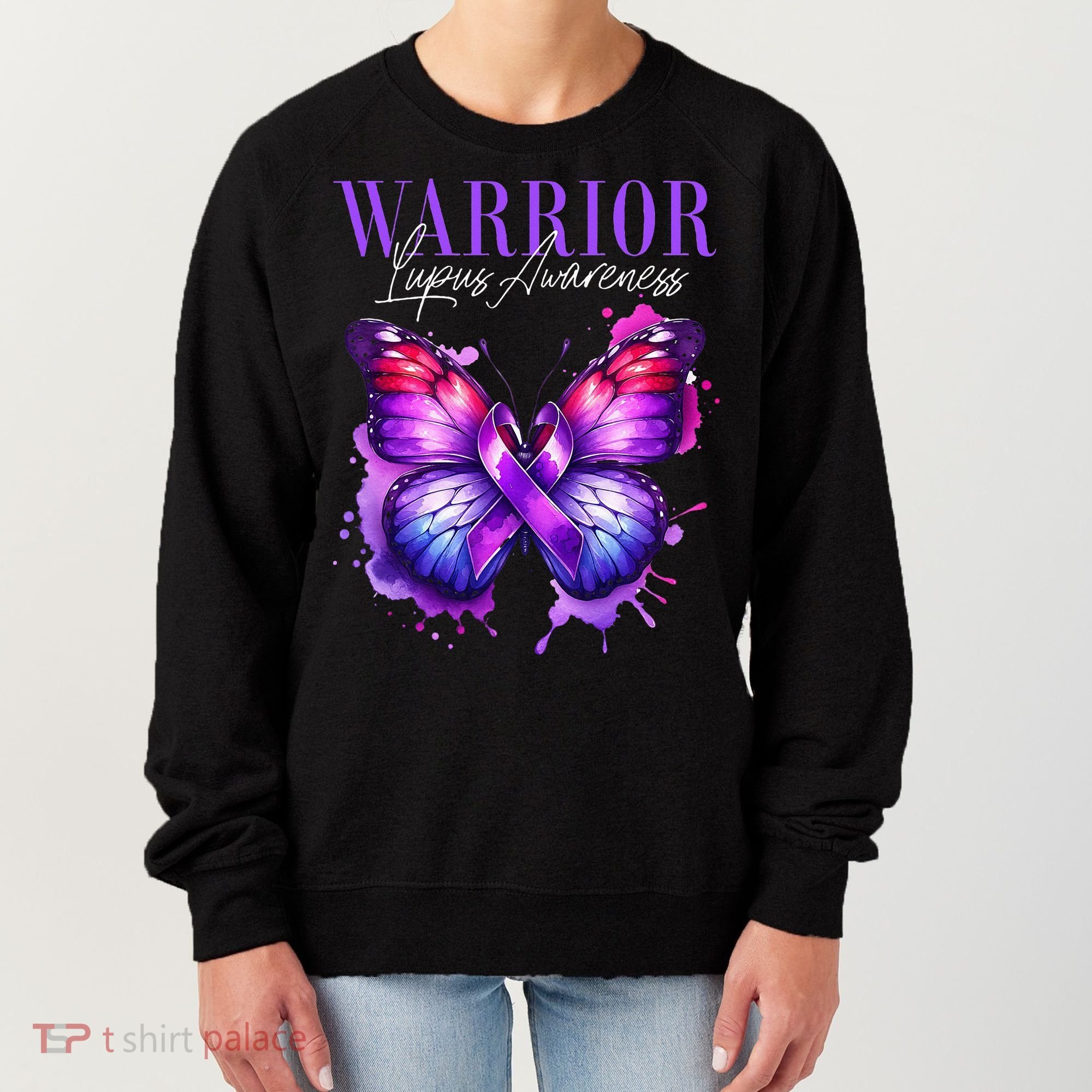 Lupus Awareness Warrior Survivor Purple Butterflies Women's Sweatshirt