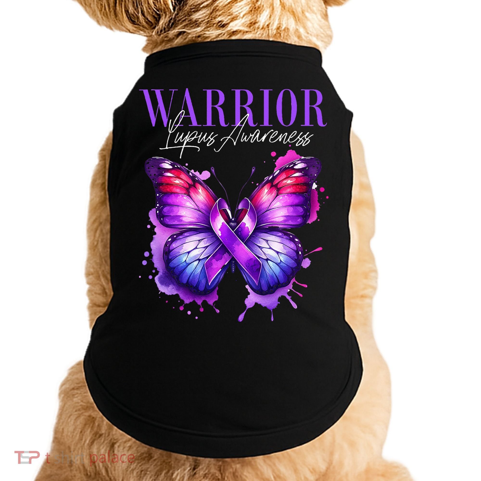 Lupus Awareness Warrior Survivor Purple Butterflies Doggie Tank
