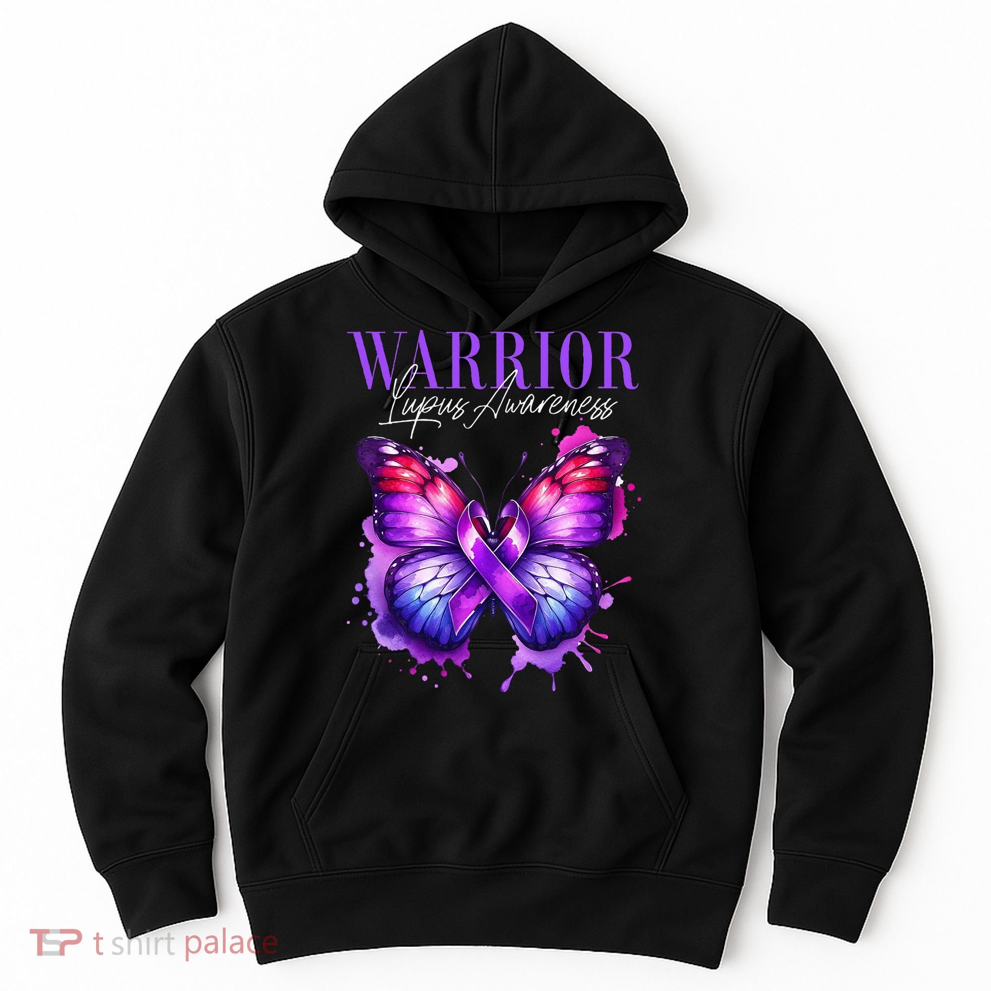 Lupus Awareness Warrior Survivor Purple Butterflies Hoodie