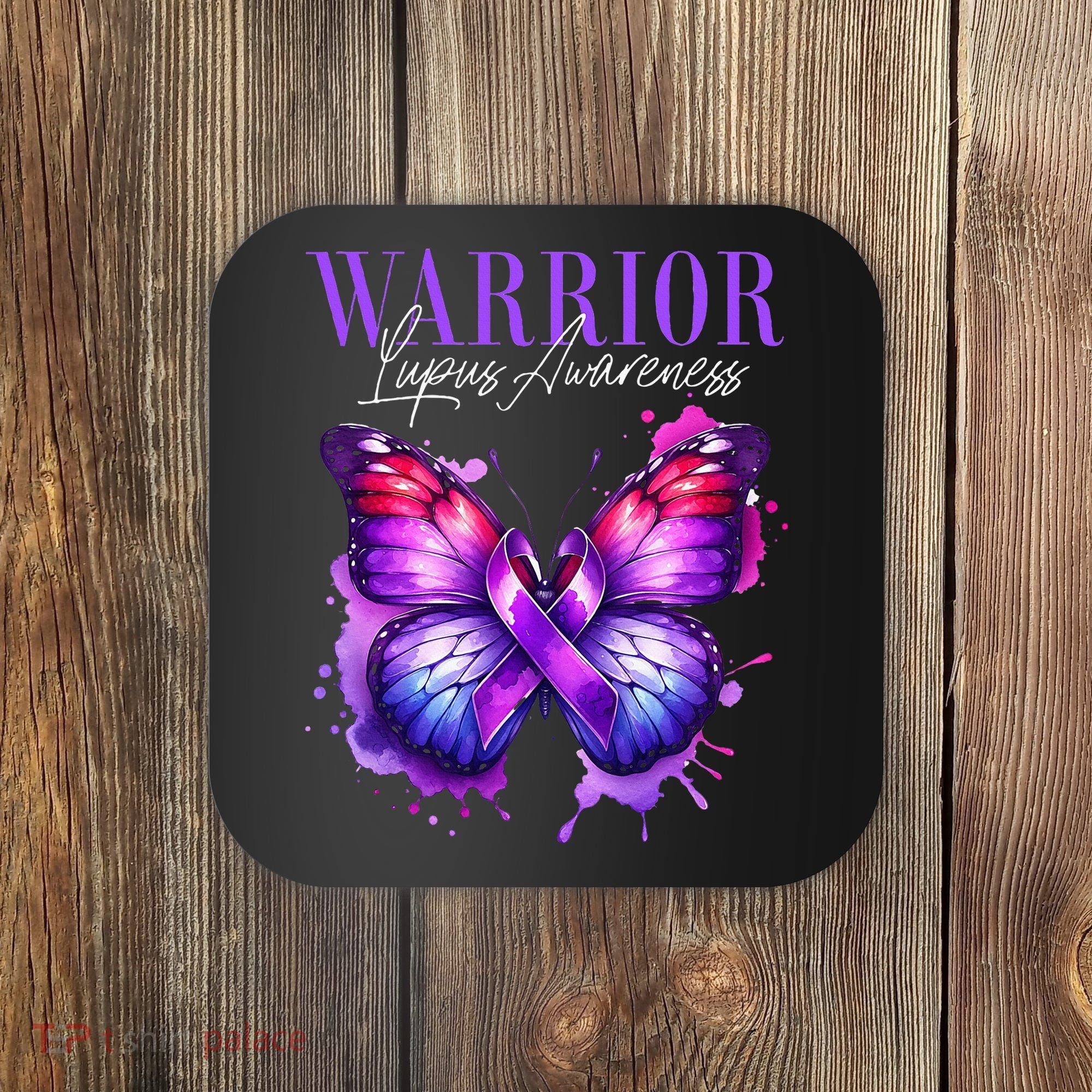 Lupus Awareness Warrior Survivor Purple Butterflies Coaster