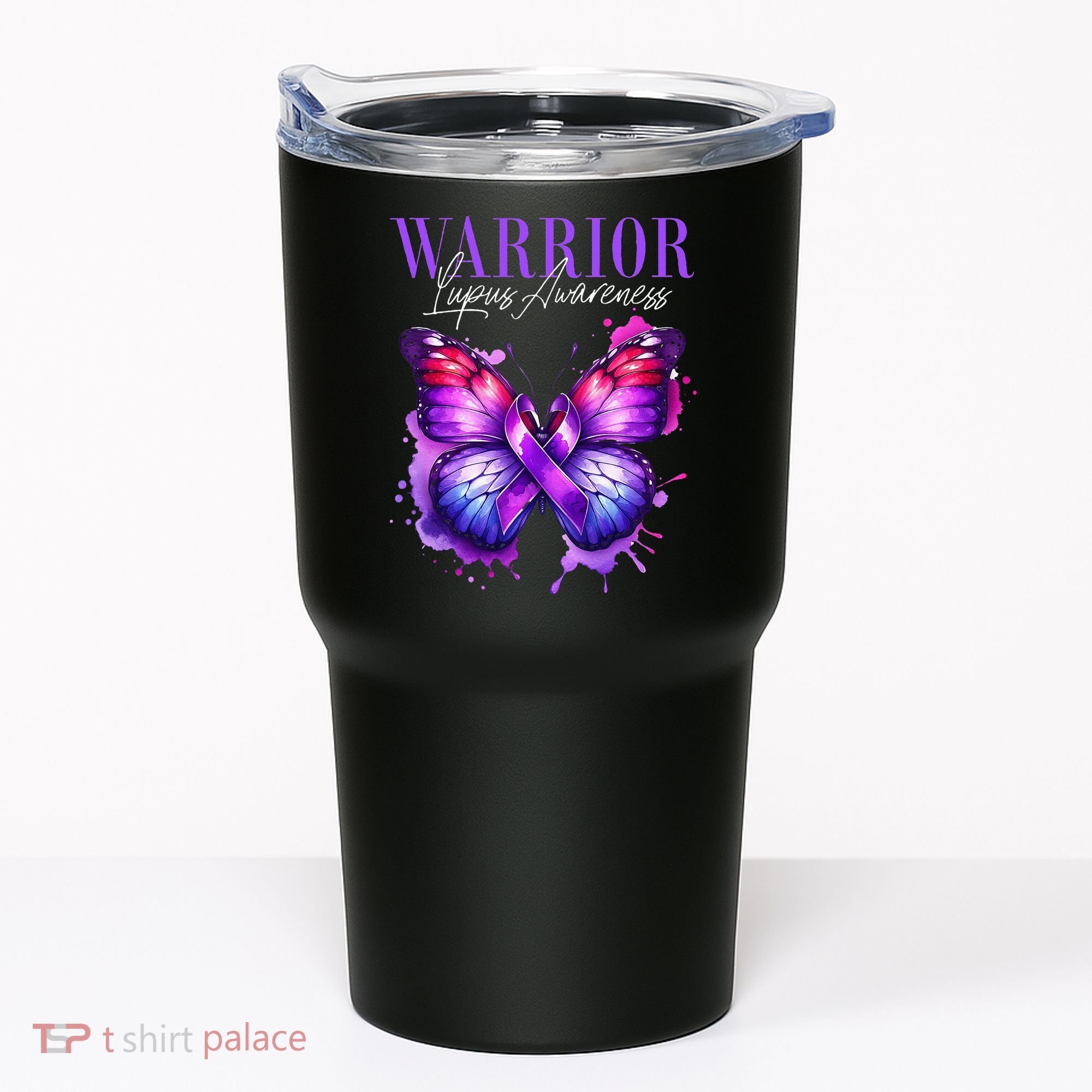 Lupus Awareness Warrior Survivor Purple Butterflies Tumbler