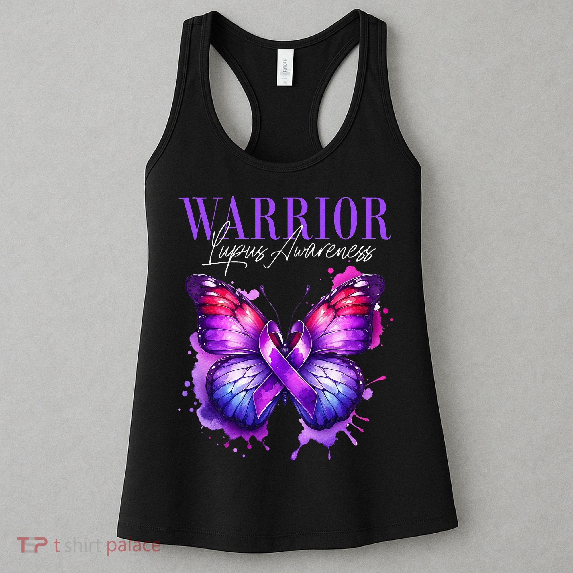 Lupus Awareness Warrior Survivor Purple Butterflies Women's Tank Top