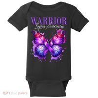 Lupus Awareness Warrior Survivor Purple Butterflies Baby Bodysuit thumb 0