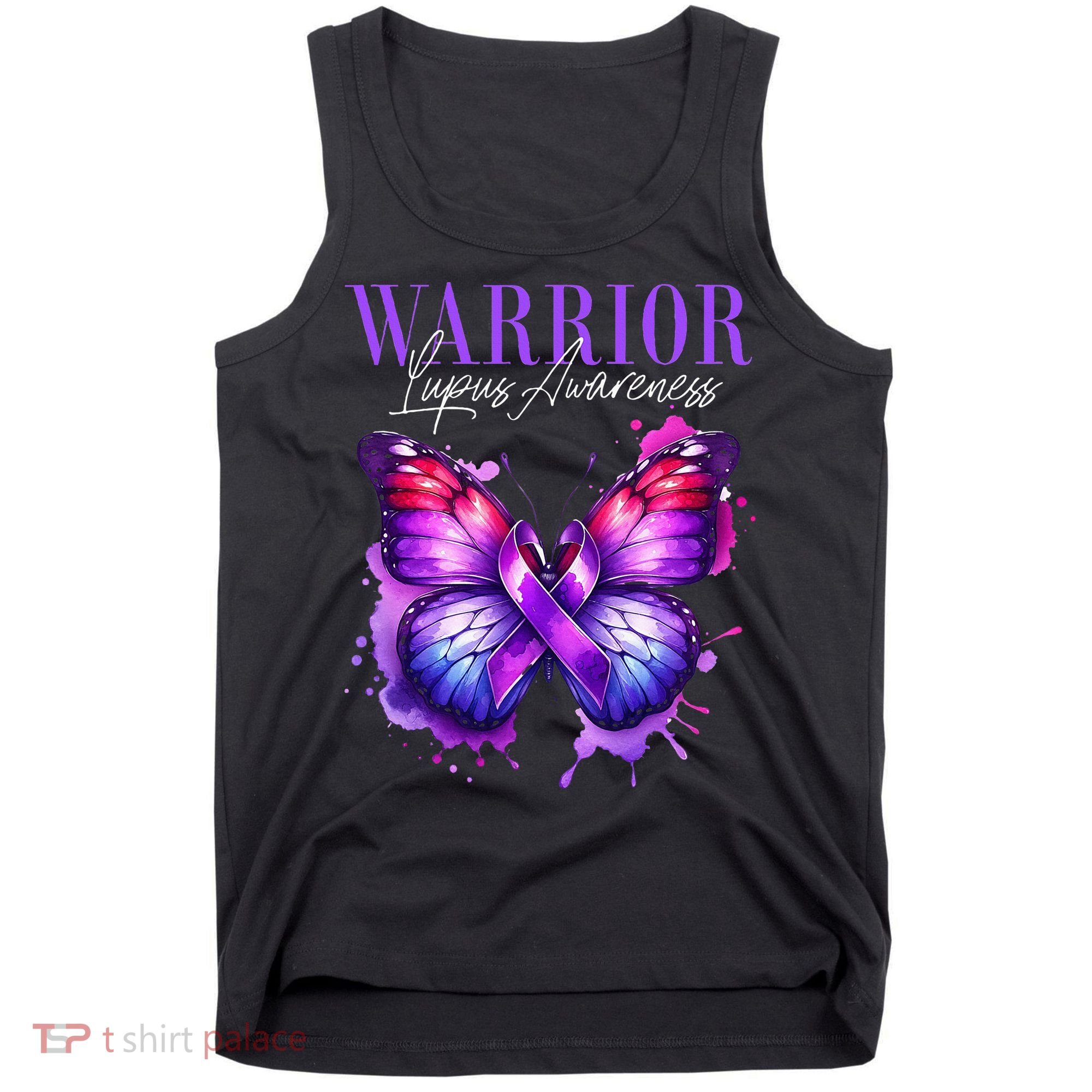 Lupus Awareness Warrior Survivor Purple Butterflies Tank Top