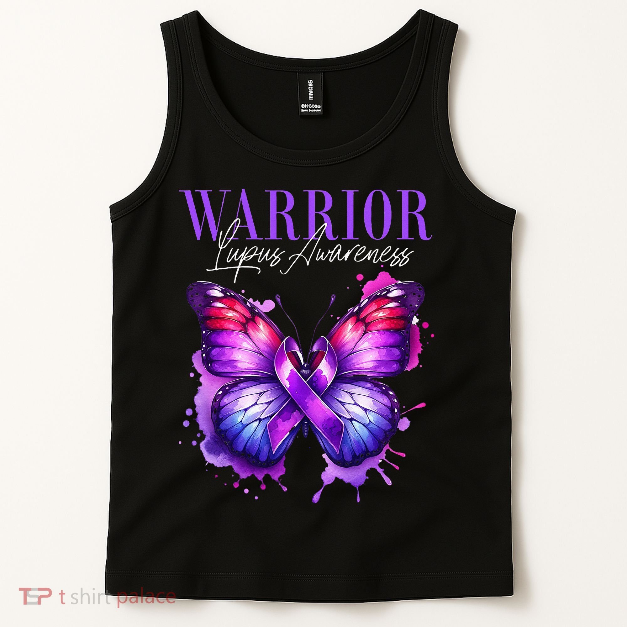 Lupus Awareness Warrior Survivor Purple Butterflies Tank Top
