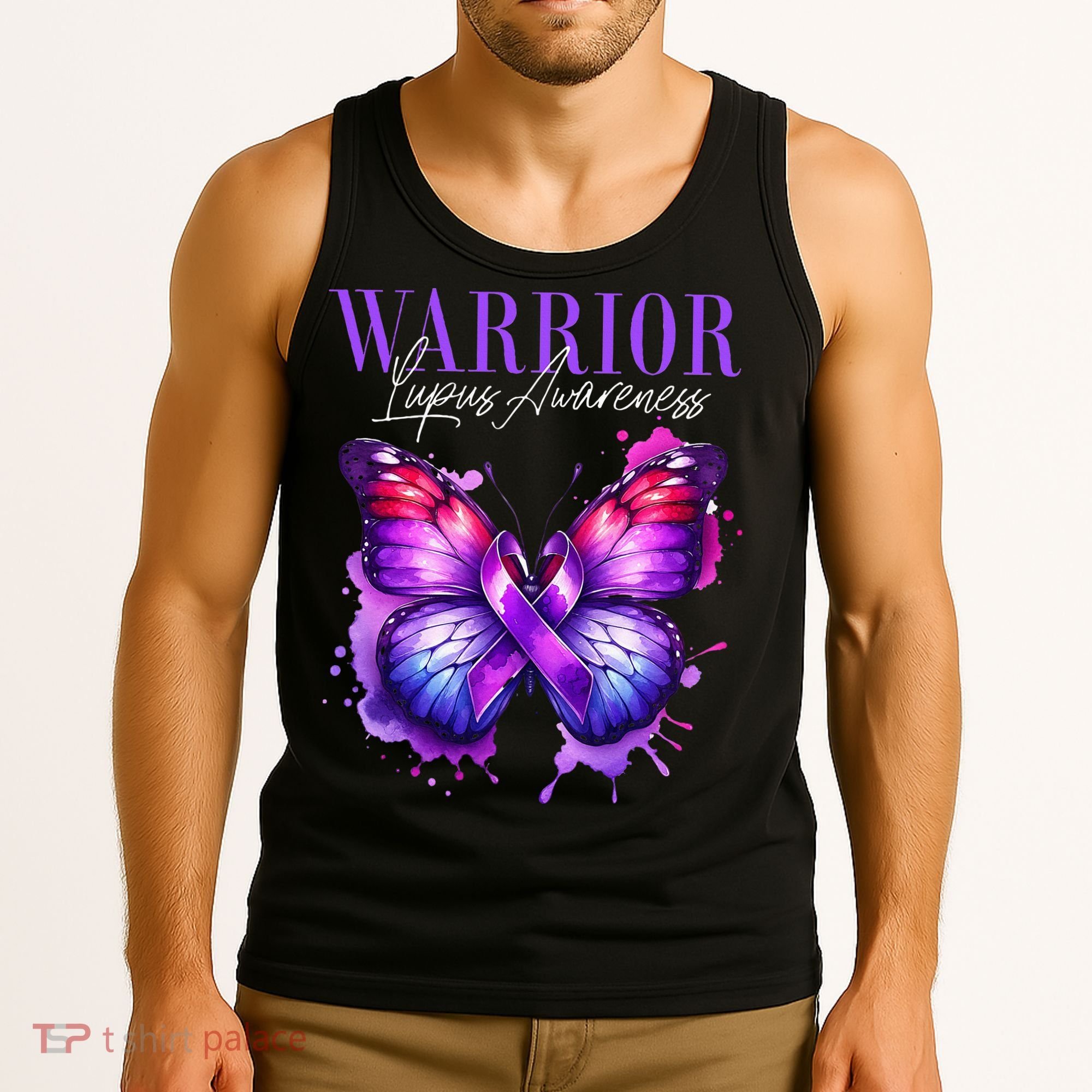 Lupus Awareness Warrior Survivor Purple Butterflies Tank Top