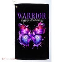 Lupus Awareness Warrior Survivor Purple Butterflies Golf Towel thumb 0