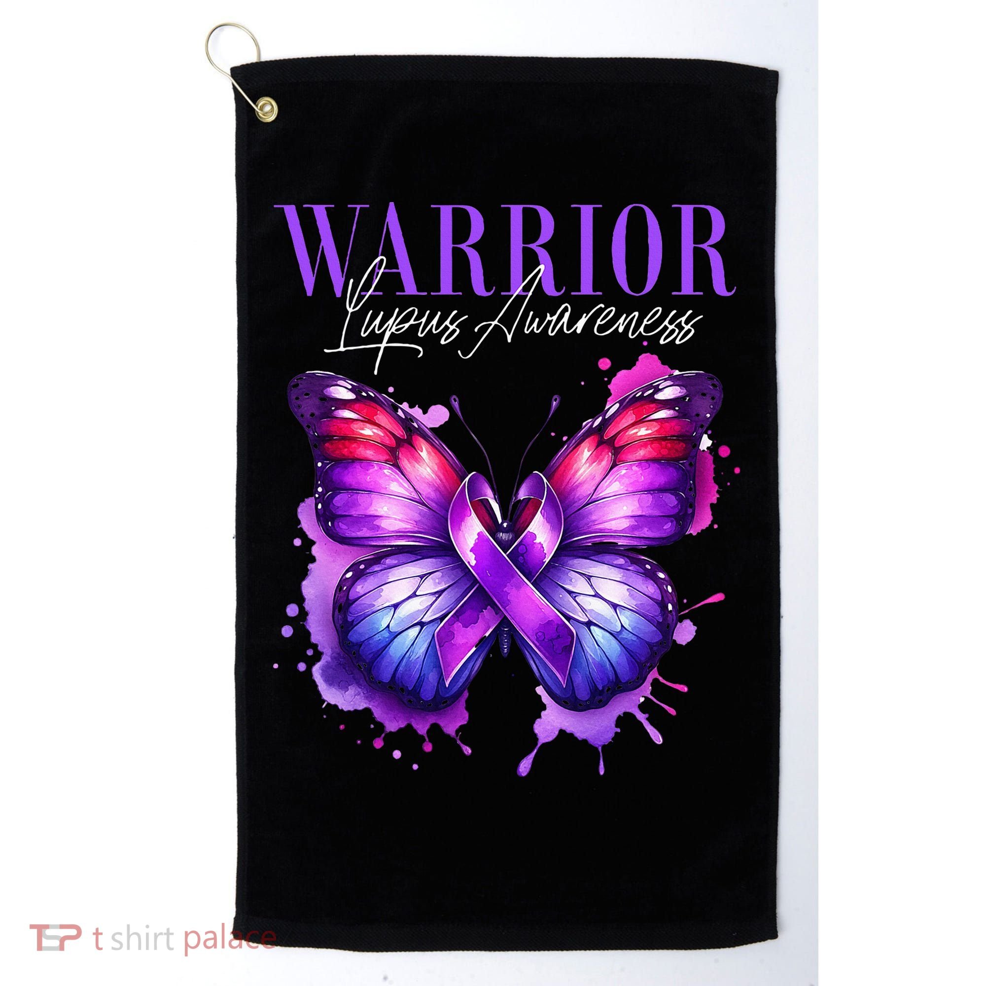 Lupus Awareness Warrior Survivor Purple Butterflies Golf Towel