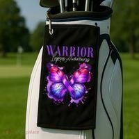 Lupus Awareness Warrior Survivor Purple Butterflies Golf Towel thumb 2