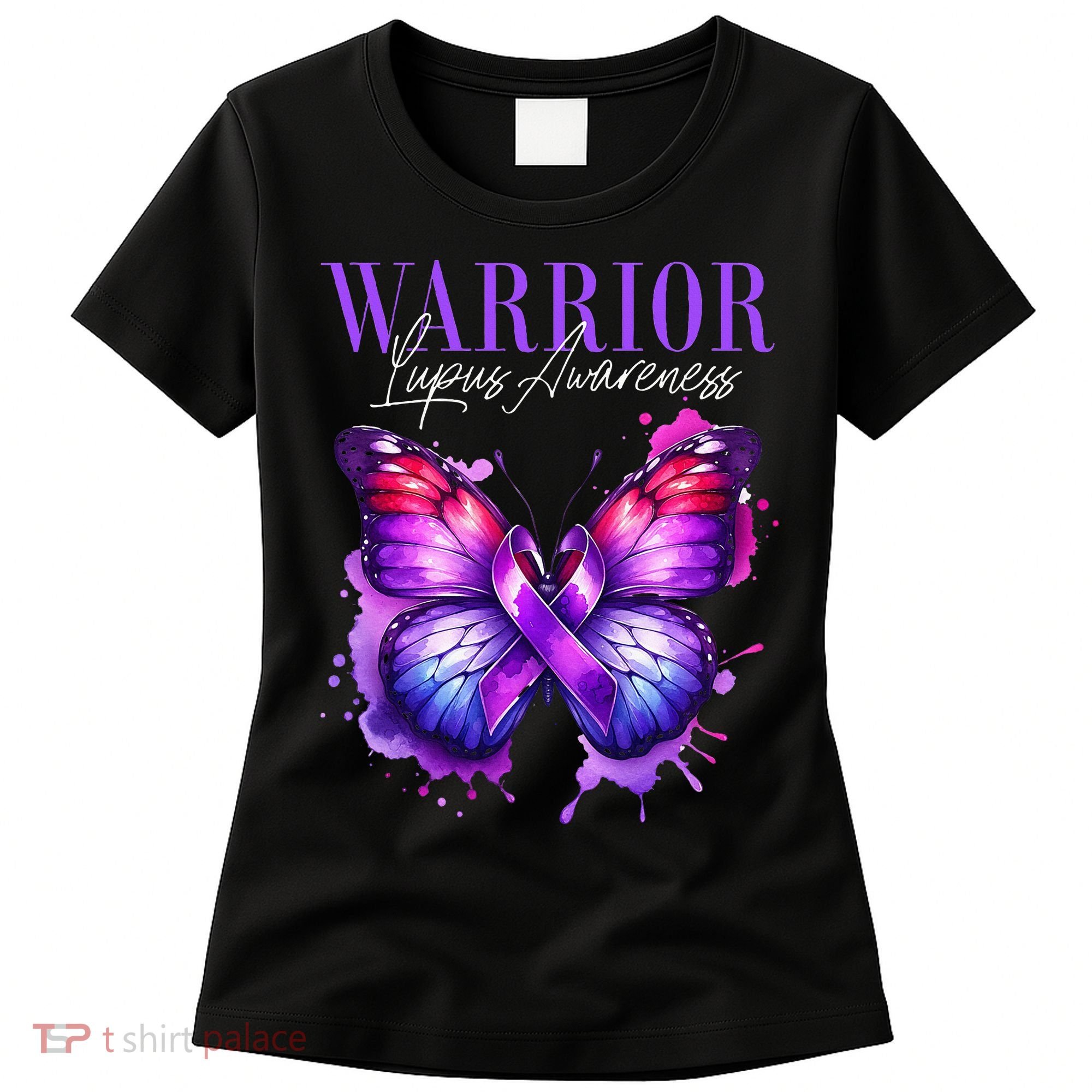 Lupus Awareness Warrior Survivor Purple Butterflies Women's T-Shirt