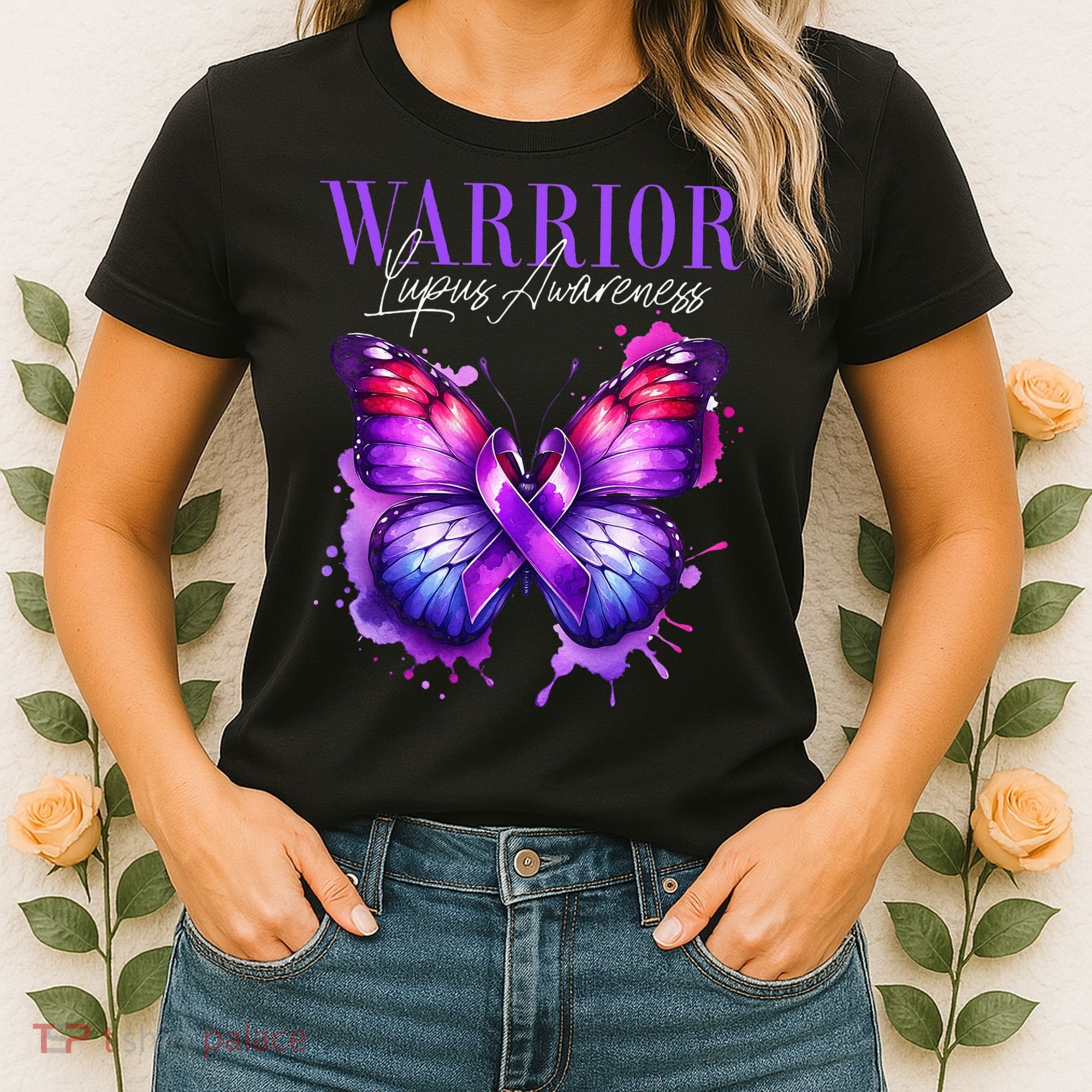 Lupus Awareness Warrior Survivor Purple Butterflies Women's T-Shirt