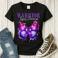 Lupus Awareness Warrior Survivor Purple Butterflies Women's T-Shirt thumb 3
