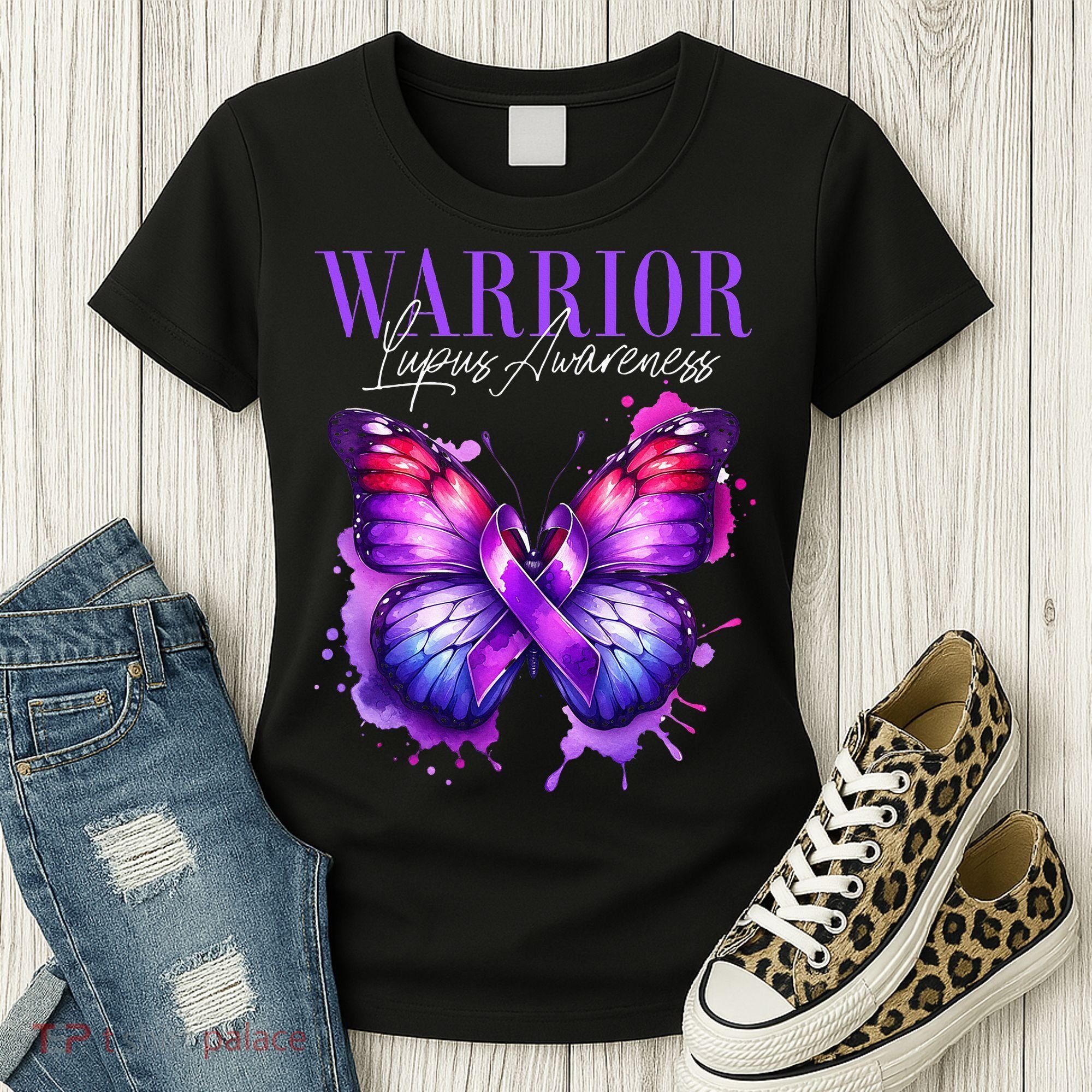 Lupus Awareness Warrior Survivor Purple Butterflies Women's T-Shirt