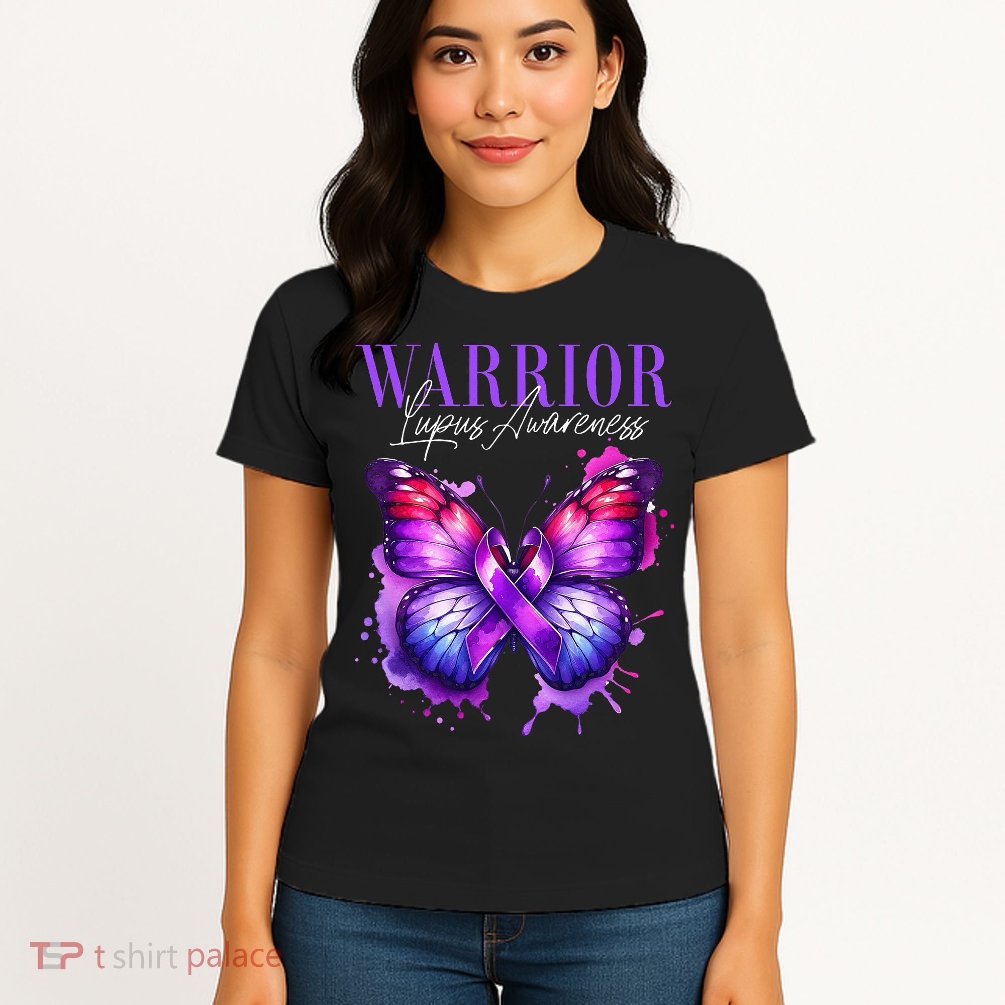 Lupus Awareness Warrior Survivor Purple Butterflies Women's T-Shirt