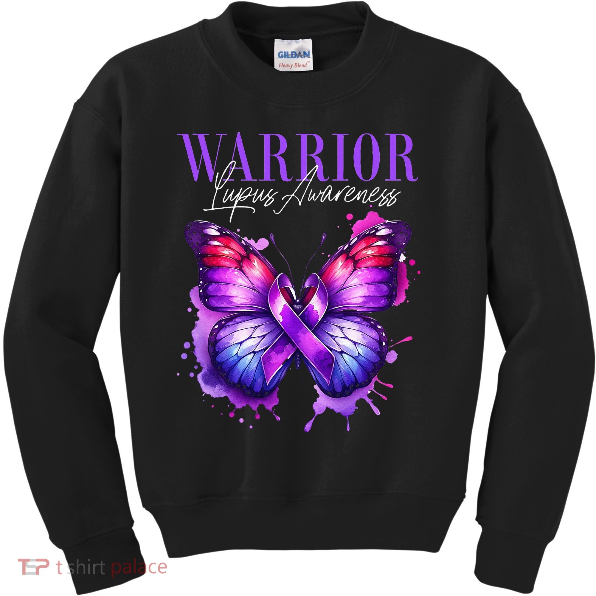 Lupus Awareness Warrior Survivor Purple Butterflies Kids Sweatshirt