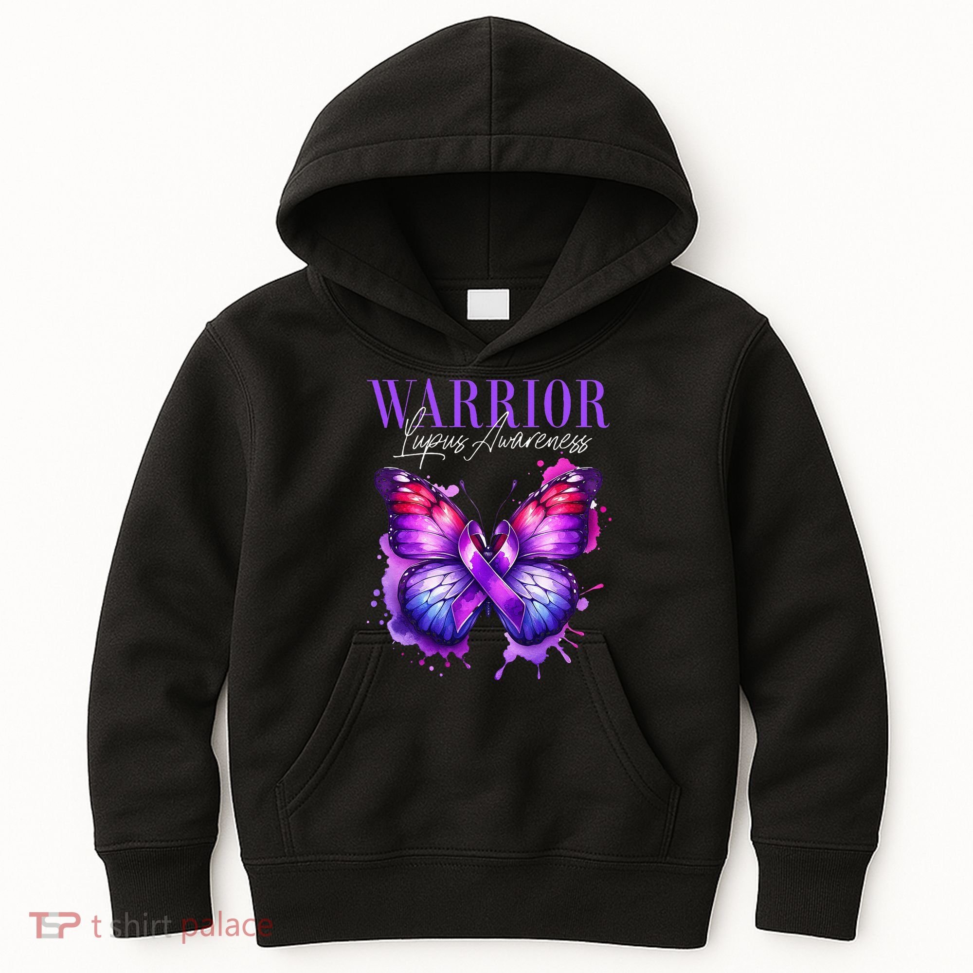 Lupus Awareness Warrior Survivor Purple Butterflies Kids Hoodie