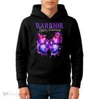 Lupus Awareness Warrior Survivor Purple Butterflies Kids Hoodie thumb 4