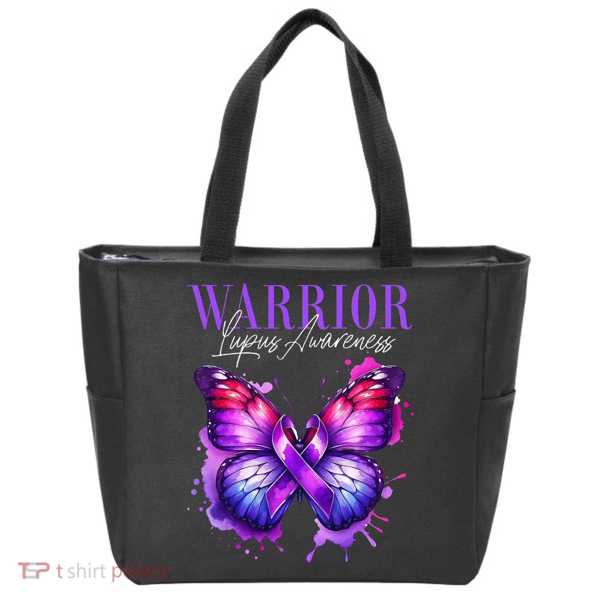 Lupus Awareness Warrior Survivor Purple Butterflies Tote Bag
