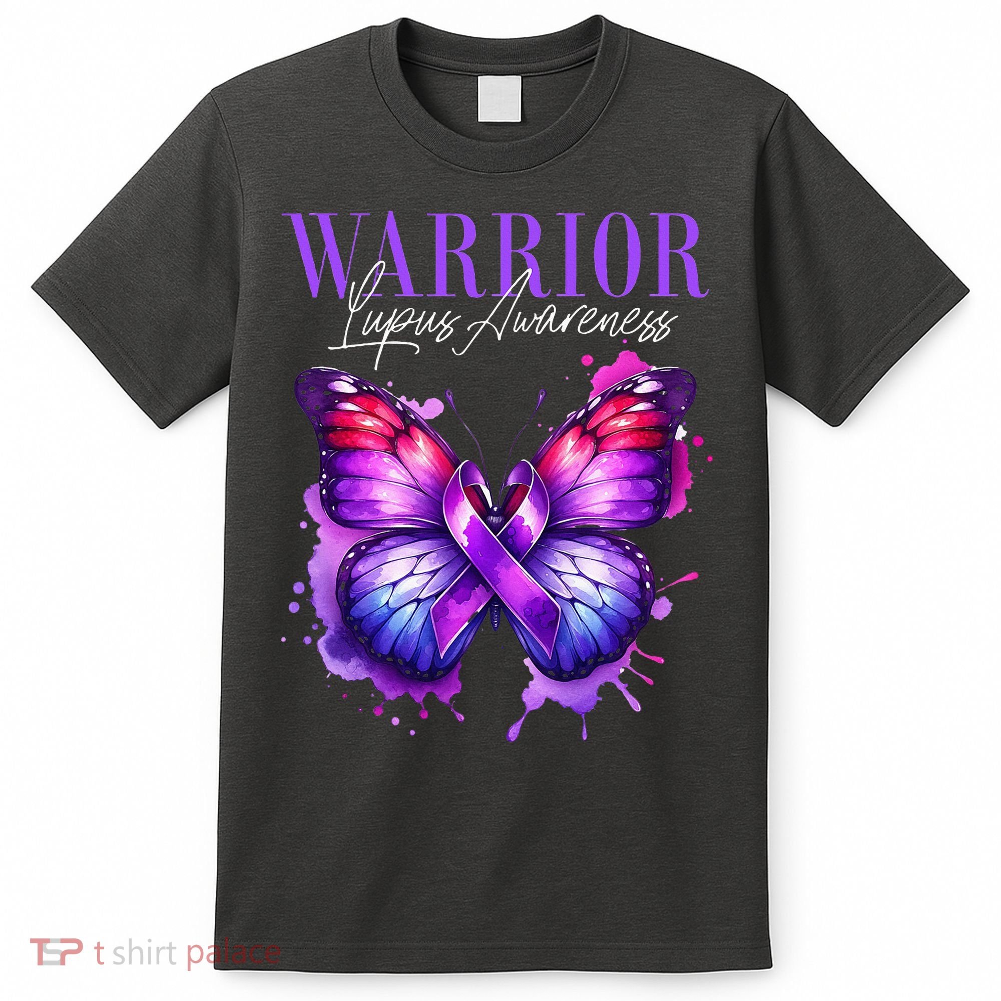 Lupus Awareness Warrior Survivor Purple Butterflies T-Shirt